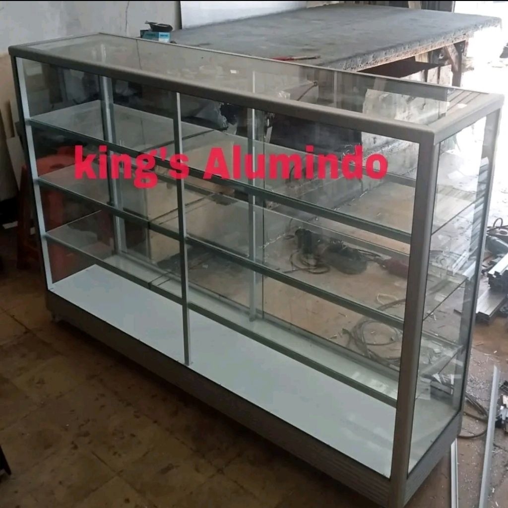 etalase kaca - etalase kaca 1,5 meter - etalase kaca aluminium 1,5 meter - etalase aluminium