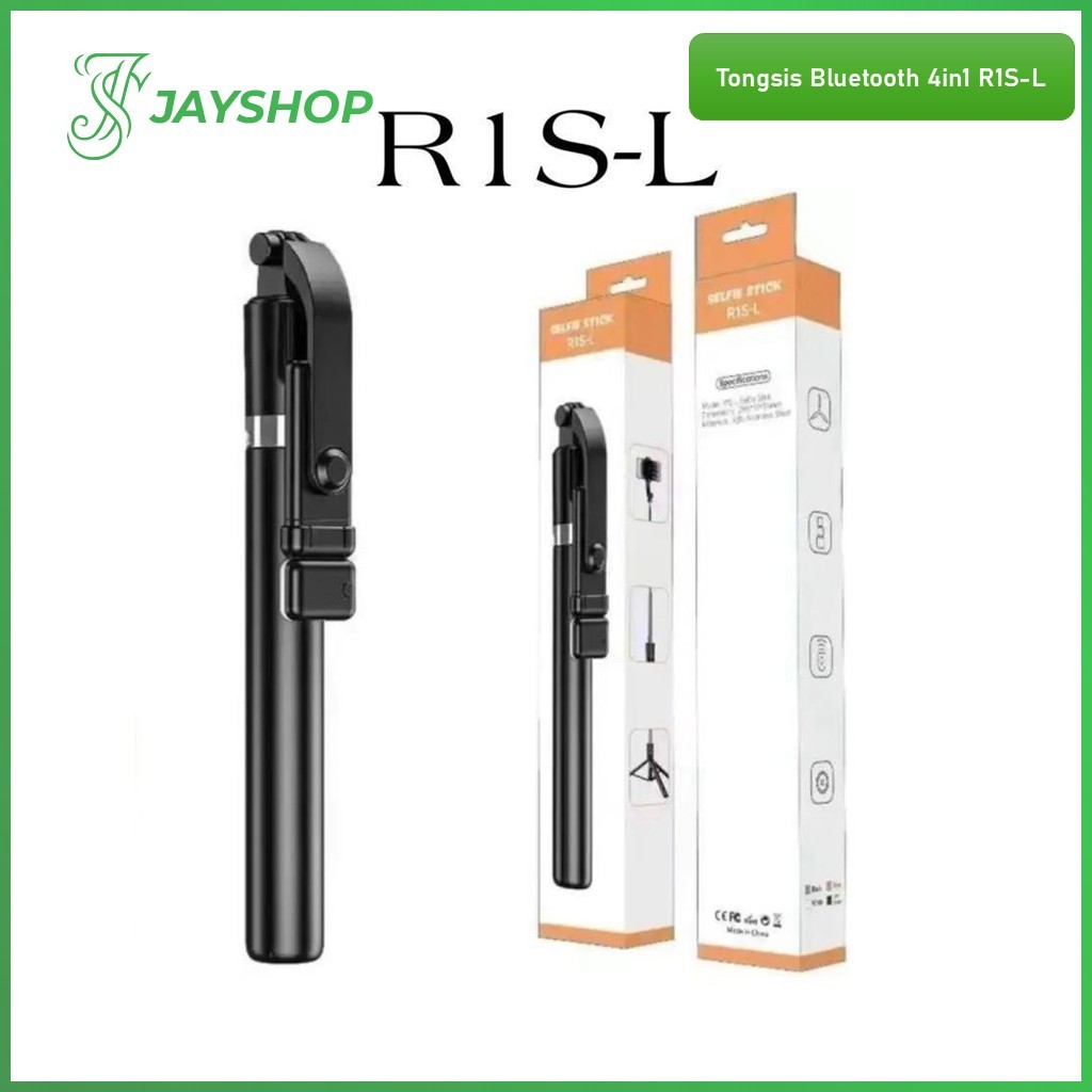 Tongsis Bluetooth 4in1 R1S-L Tongsis Tripod Remote Shutter + Lampu Led 170CM Selfie Stick 360 Deraja