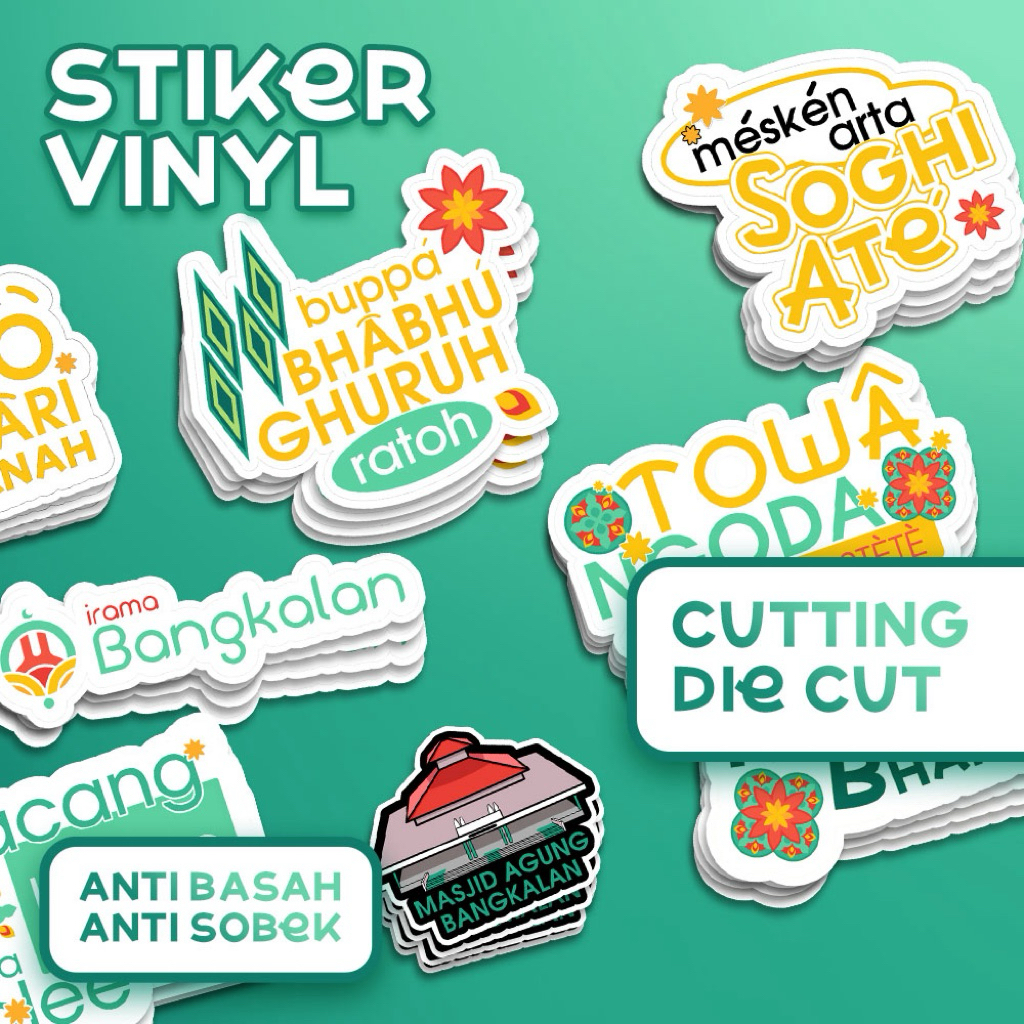 

Sticker Die Cut Bangkalan – 1 Pack Isi 10 Desain | Vinyl | Waterproof | Lokal Keren