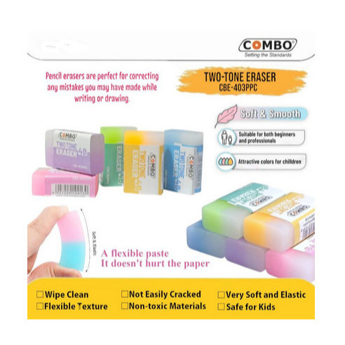 

Two-Tone Eraser CBE-403PPC / Penghapus Pensil 2 Warna Gradiasi / Hapusan Pensi / Pencil Eraser / Stip Karet-1box