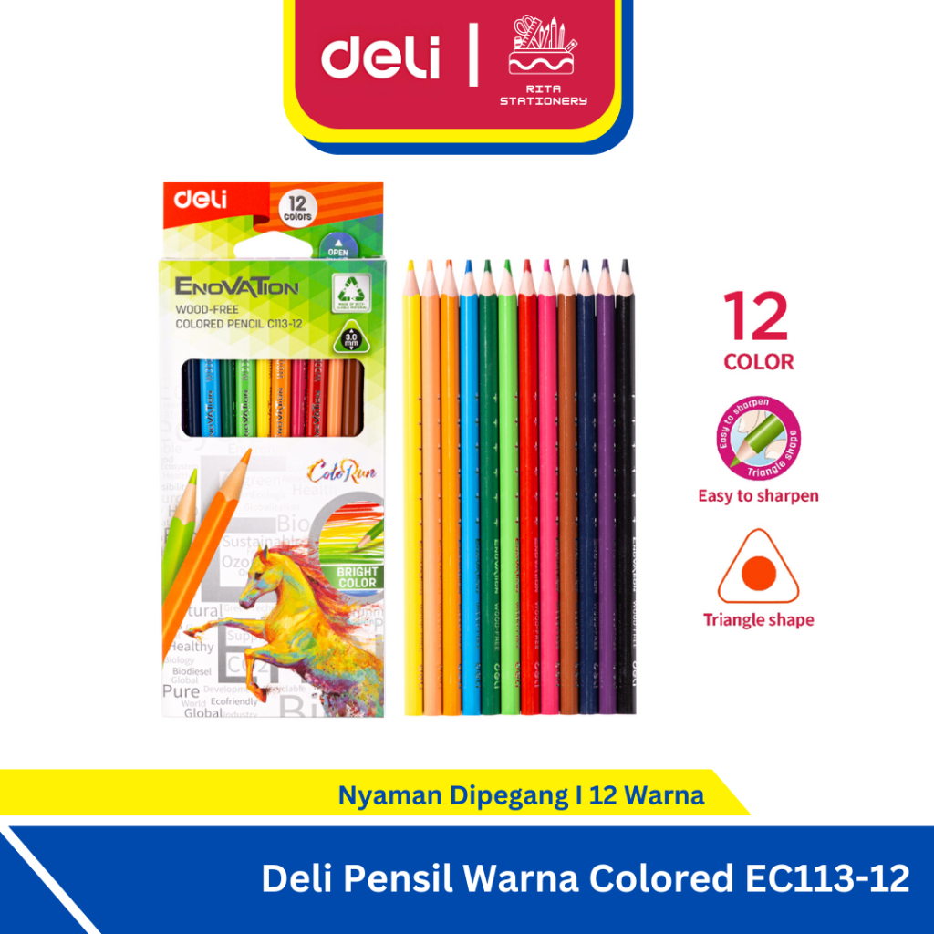 

Deli Pensil Warna / Colored Pensil 12 Warna Sangat Terang EC113 -12