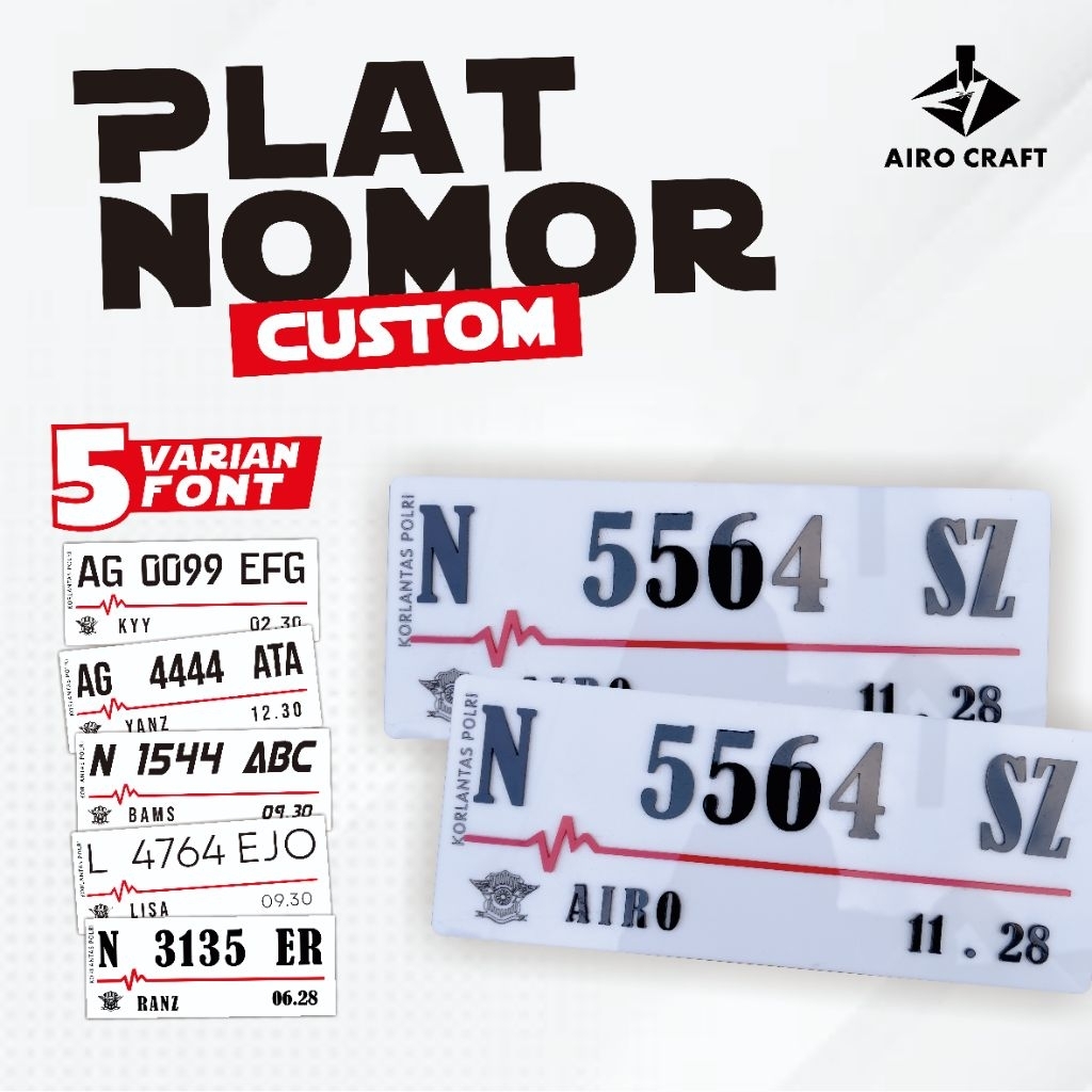 Plat Nomor Motor Akrilik Timbul 3D baut tanam custom universal, variasi motor, custom nama