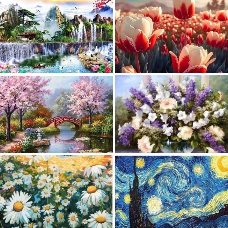 

KODE X97V Canvas Painting By Number Lukisan Kanvas Paint By Numbers 4x5cm