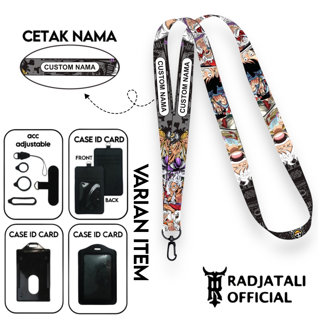 

Lanyard Custom Nama One Piece Series V1 Size 1,5cm Bisa Request Nama Full Printing 2 Sisi Gantungan Card Holder Tali Lanyard Hp Custom