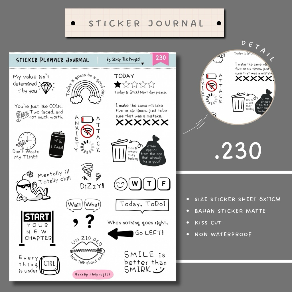 

STICKER PLANNER JOURNAL / MEME QUOTES STICKER / STP - 230