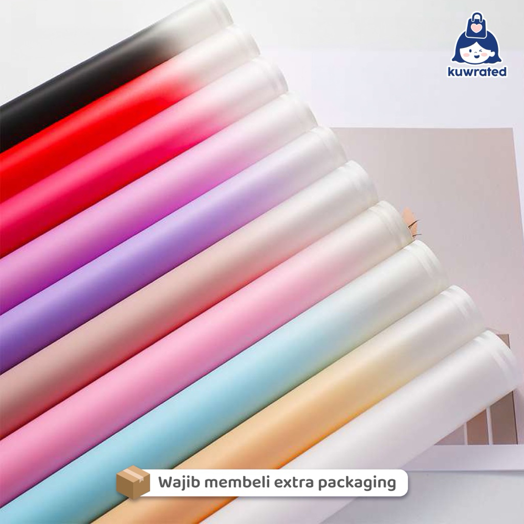 

(20 LEMBAR) GRADIENT MATTE FLOWER WRAPPING PAPER WHITE BORDER FRAME KERTAS BUKET BUNGA WARNA GRADASI CELLOPHANE PREMIUM PACK TERMURAH