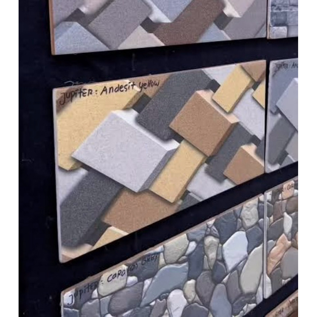 Keramik 20x40 Andesit Yellow (kuning 3 dimensi) matt cocok dinding teras depan atau pagar grade A
