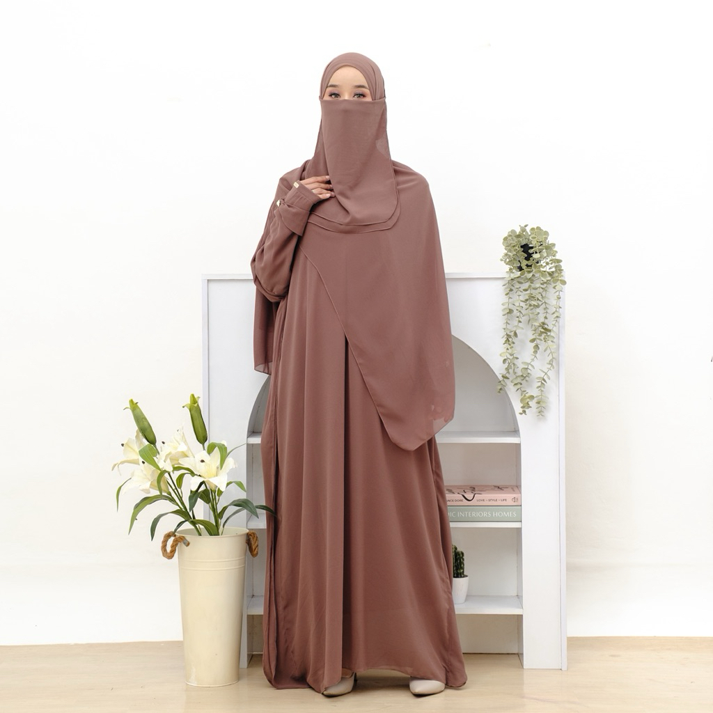 Zhulya Abaya Set Pashmina Free Cadar Abaya Busui Abaya Simple Abaya Elegance Abaya Polos Abaya Remaj