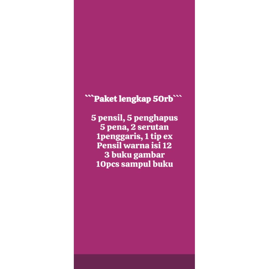 

alat tulis paket lengkap murah meriah muntah