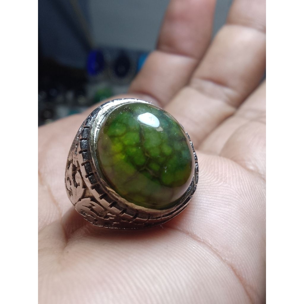 batu cincin akik pandan sisik naga Hijau