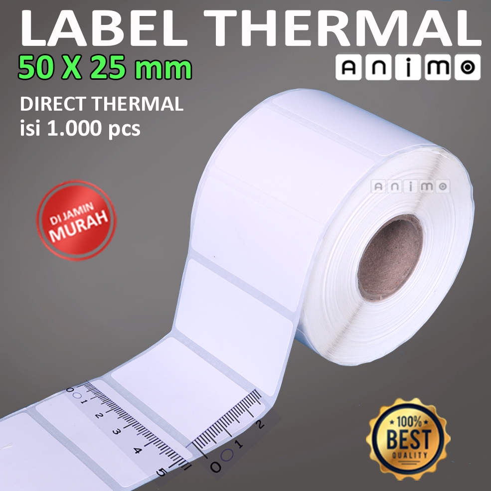 

LABEL BARCODE THERMAL 50 X 25 MM = 1.000 PCS - Direct Thermal 50 mm X 25 mm - Stiker Thermal 5 x 2,5 cm isi 1.000 PCS