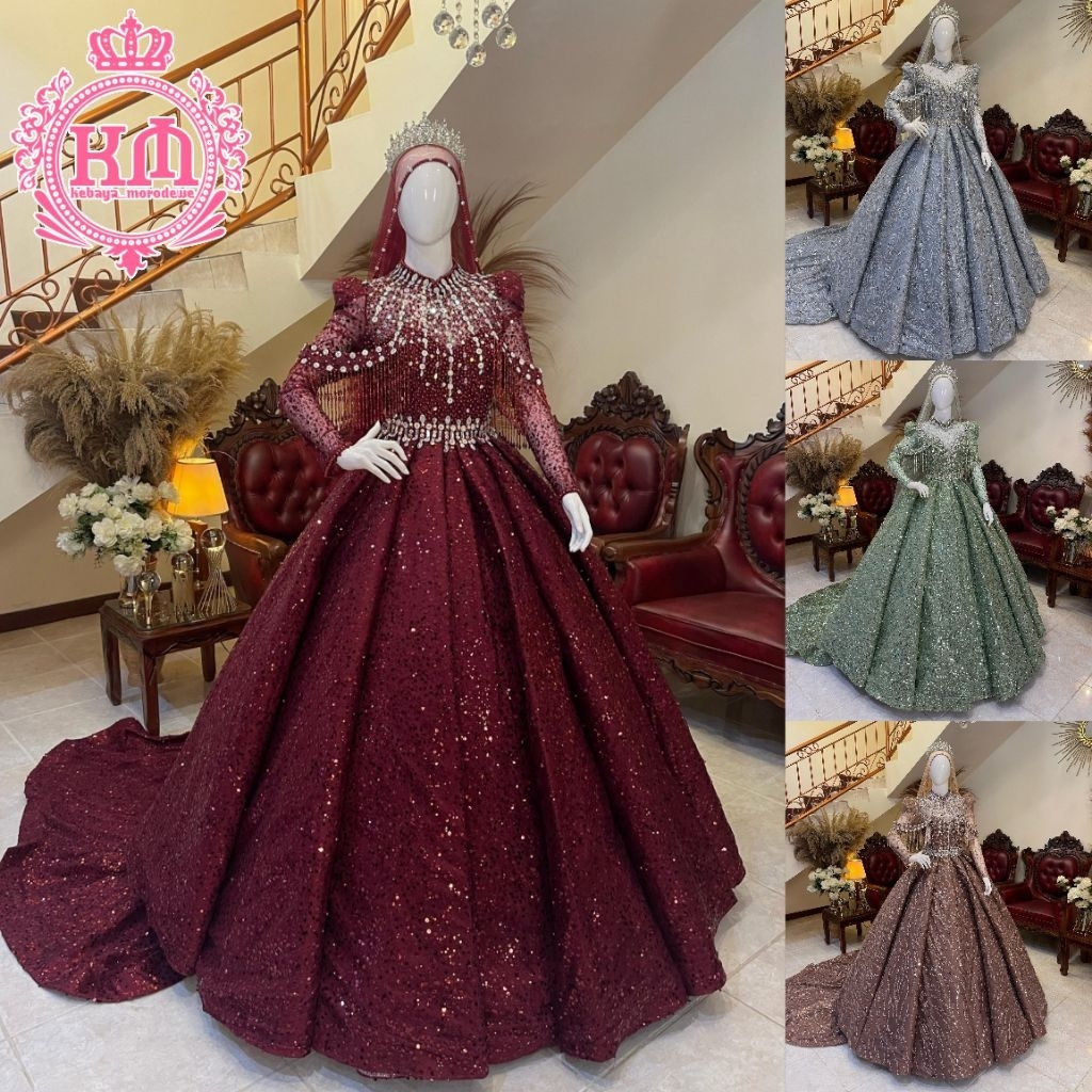 gaun pengantin premium squin / baju pengantin wanita / gaun pengantin mewah murah