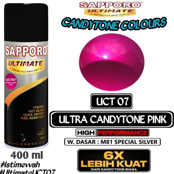 

KODE O72H UCT7 ULTRA CANDY PINK SAPPORO ULTIMATE 4ml Cat Semprot Pylok Pilok