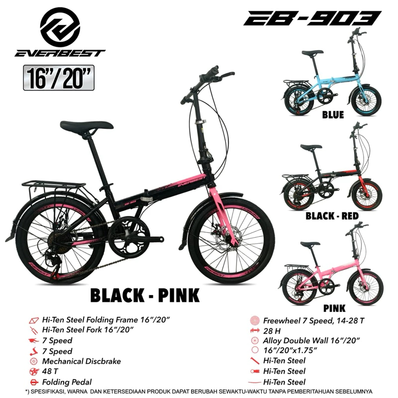 Sepeda lipat anak everbest 2B 903 16inch & 20inch folding bike 7speed
