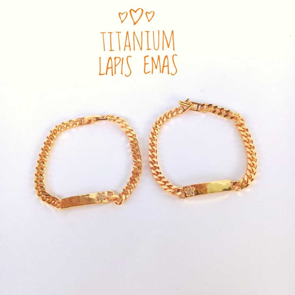 Gelang Tangan Titanium Anti Luntur Hyl Jewelry Fhasion Wanita Model Simpel Motif Permata