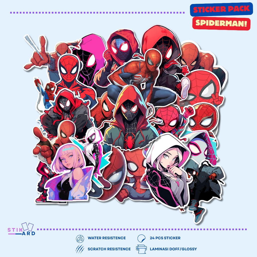 

Stiker Spiderman | Sticker Pack Laptop Tumbler Helm Koper - Bahan Vinyl Waterproof