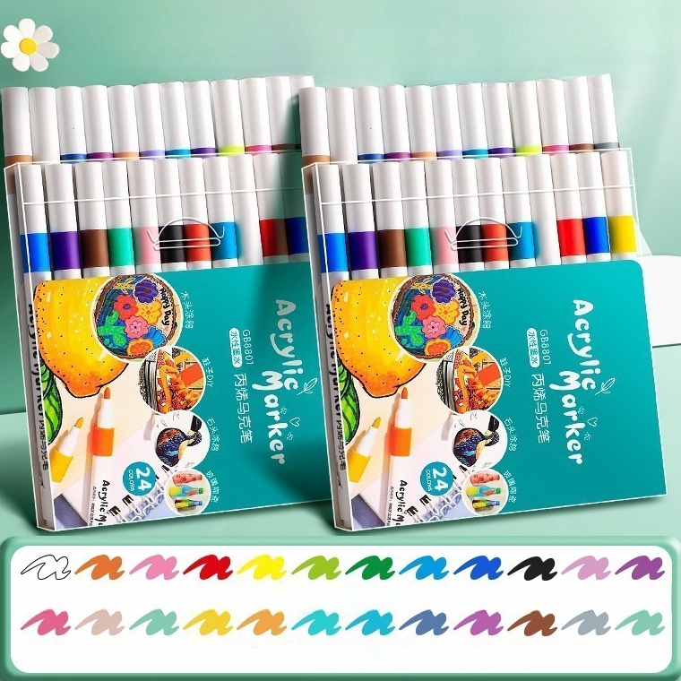 

KODE Y37P Ready StockPen Akrilik Marker Warna Cepat Kering Tahan Air Pena cat air buram dan dapat ditumpuk