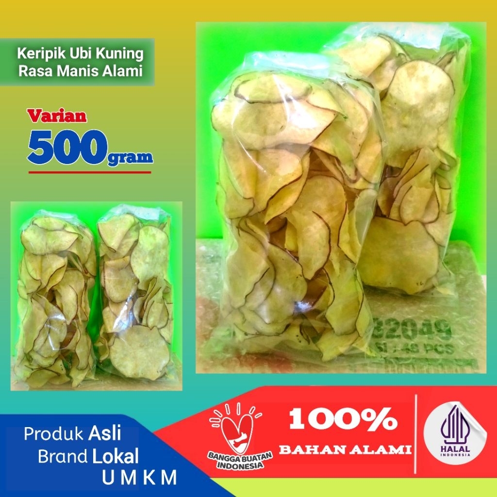 

Keripik Ubi Kuning gurih asin 500gram / Keripik Muntul Kuning/ Keripik Mantang Kuning / Keripik Ubi Jalar