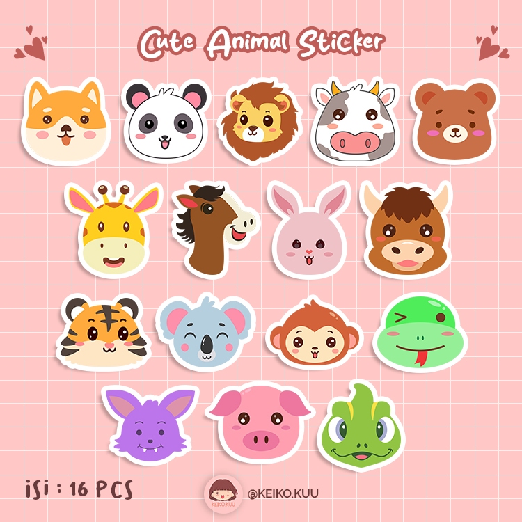 

[ 16 PCS ] STICKER SET KARAKTER HEWAN WATERPROOF MURAH | COCOK UNTUK HIASAN LAPTOP, BUKU DIARY, CERMIN, DLL
