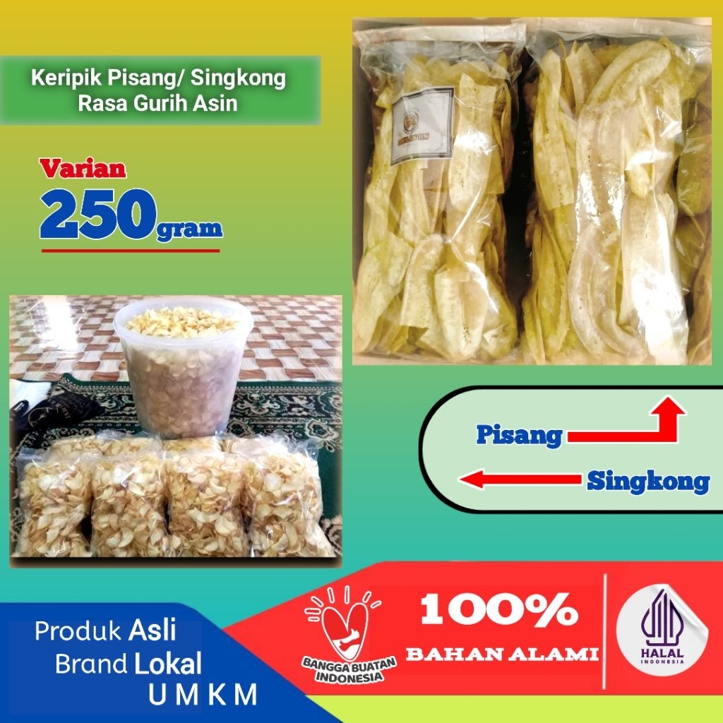 

Keripik Pisang / Singkong gurih asin 250gram