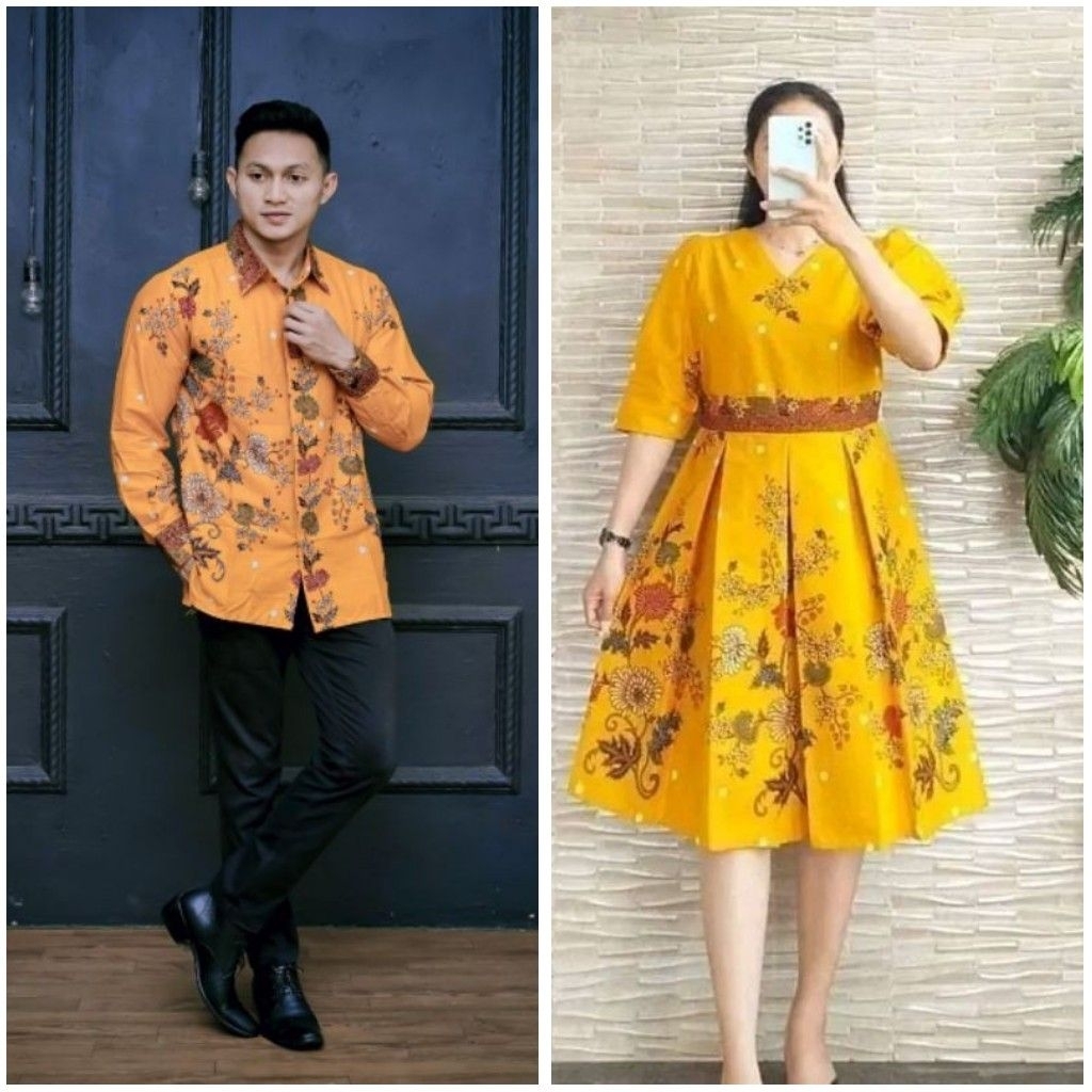 dress couple modern dress batik ukuran lengkap ibu bapak anak