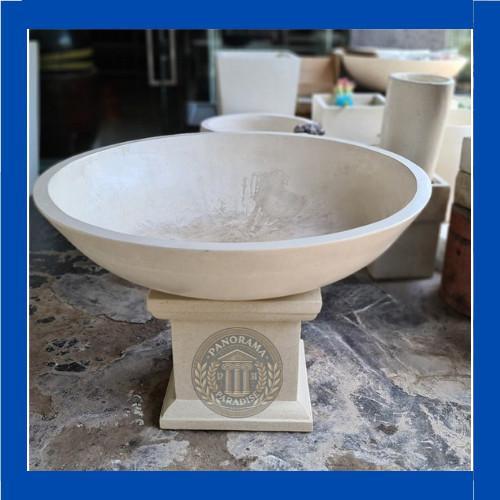 Pot Teratai Terrazzo Handmade - 80x25 bahan batu teraso