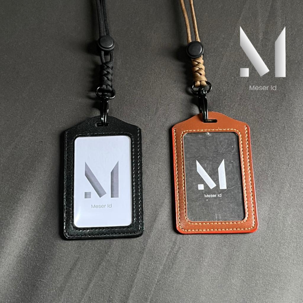

Lanyard ID Card Holder PU Leather Tali Paracord 550lbs 4mm Gantungan Name Tag Pria Wanita