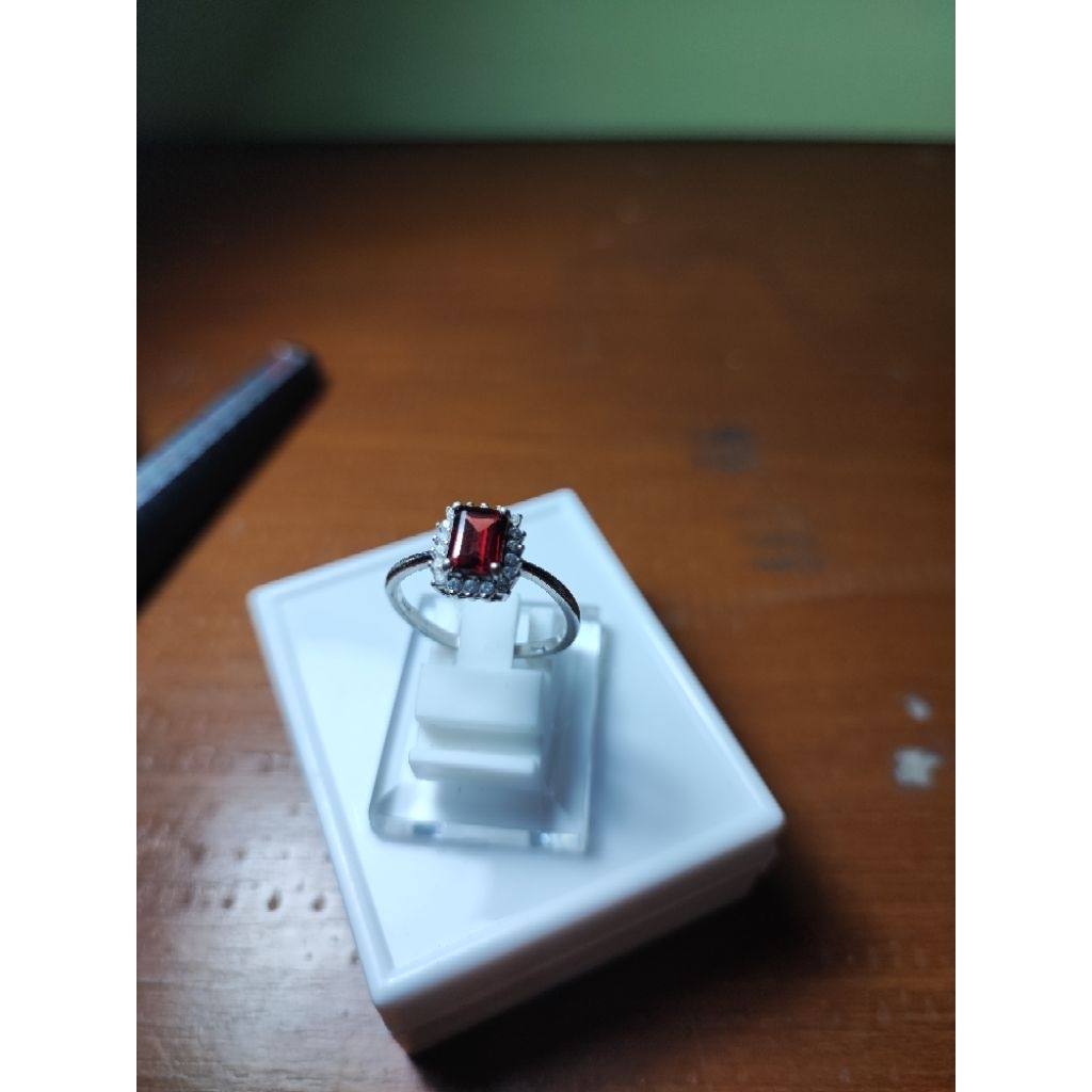 cincin perak 925 natural Rhodolite garnet