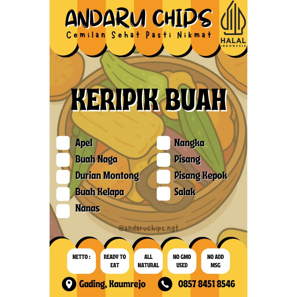 

ANDARU CHIPS - KERIPIK BUAH