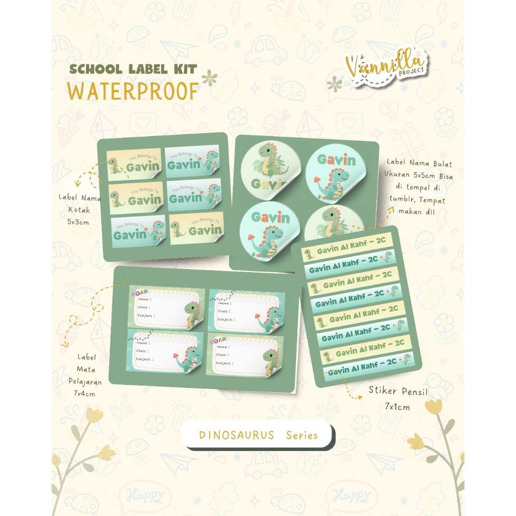 

70pcs School Label Kit DINOSAURUS Series