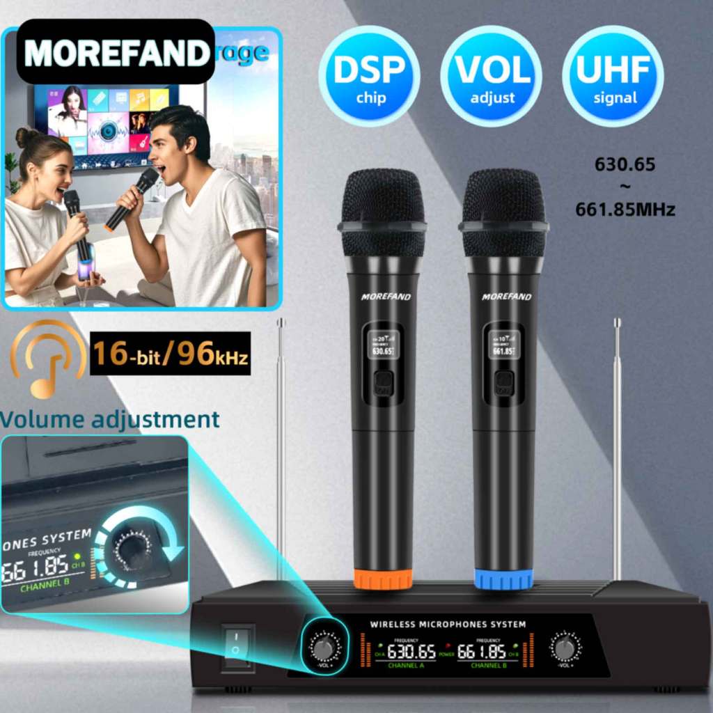 Wireless Mikrofon Nirkabel VHF band 2 genggam Jarak penerimaan Professional Wireless Mic Karaoke Mee
