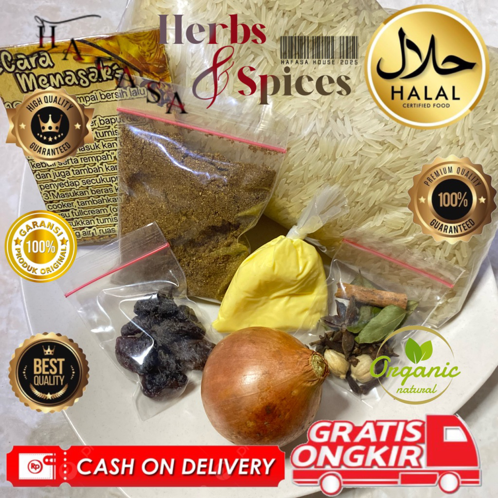 

paket lengkap 1kg kebuli + BOMBAY komplit instan premium beras basmati hemat