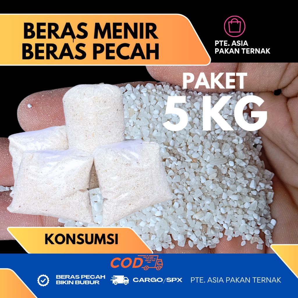 

Beras Menir/Beras Patah KONSUMSI grade A Paket 5 Kg