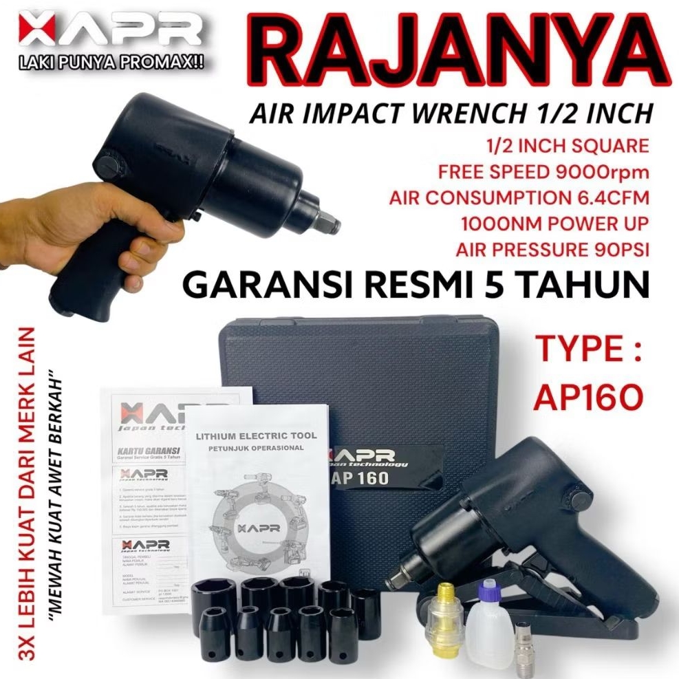 Air impact raja impek angin APR 1/2INCH bor pembuka baut angin kompresor bengkel motor mobil