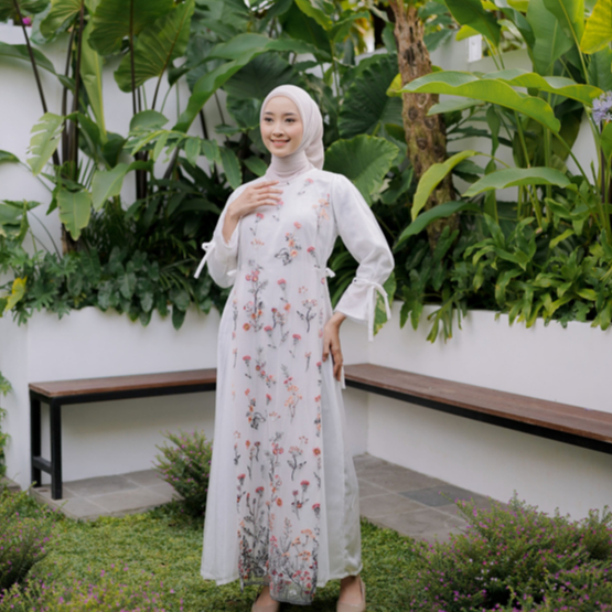 Delova Wardrobe - GAMIS ZOYA Cristal Modern Lace Embroidery Brocade Brukat Garden Dress Outfit Lebaran Idul Fitri Gamis Muslim Wanita Tulle Gamis Kondangan Korean look Rok Tutu  Rok Tile Terbaru Queenbee Fashion Terbaru Termurah