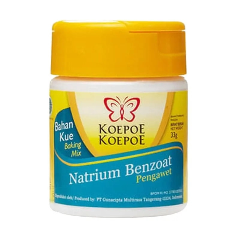 

Koepoe Koepoe Natrium Benzoat 33gr / Pengawet Makanan Minuman/ Baking Mix Pengawet