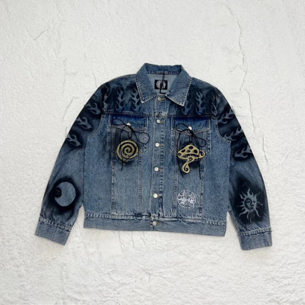 Stussy x Dries Van Noten Hand-Stencilled Denim Jacket 'Washed Blue'