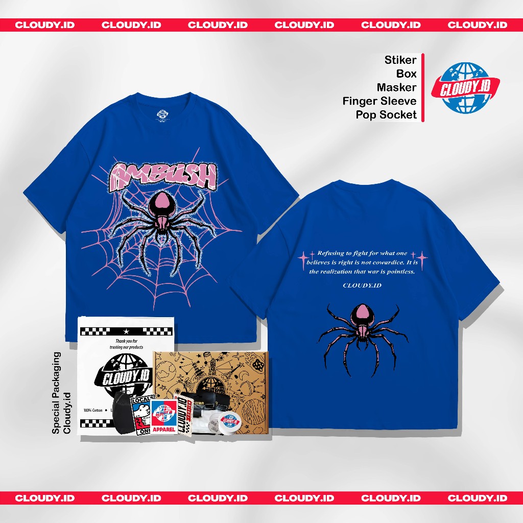 Cloudy.id - Kaos Tshirt Ambush Spider 24S Cotton Lengan Pendek