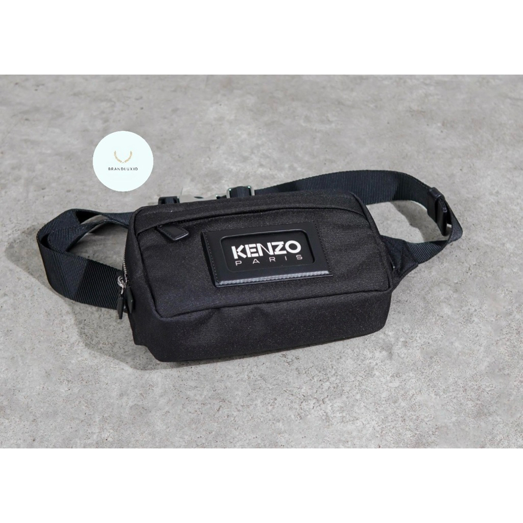 Kenzo Text Square Kenzography Bumbag / Waist Bag / Belt Bag in Black