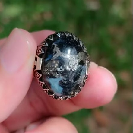 Natural Cincin Fosil Kayu Unik