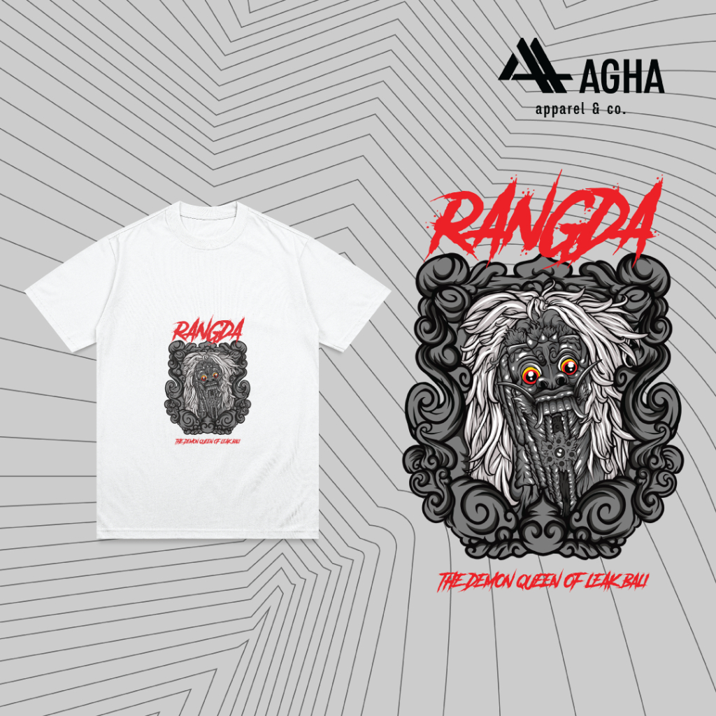 Kaos rangda bali hitam putih anak unisex bahan 100% cotton combed 30S