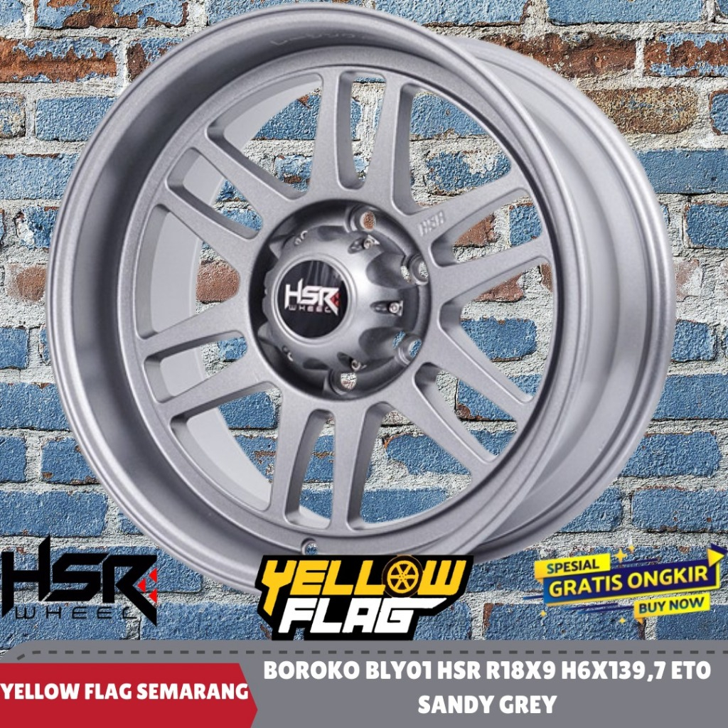 VELG MOBIL RING 18 MODEL CELONG HSR BOROKO BLY01 LUBANG 6X139.7 ET0 LEBAR 9.5 SANDY GREY