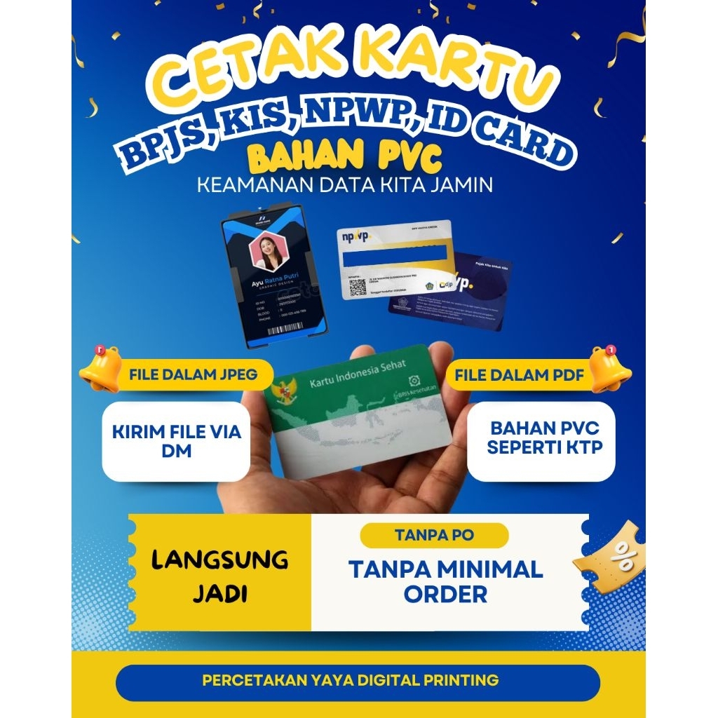 

cetak kartu bahan PVC untuk ID CARD BPJS NPWP KIS DLL
