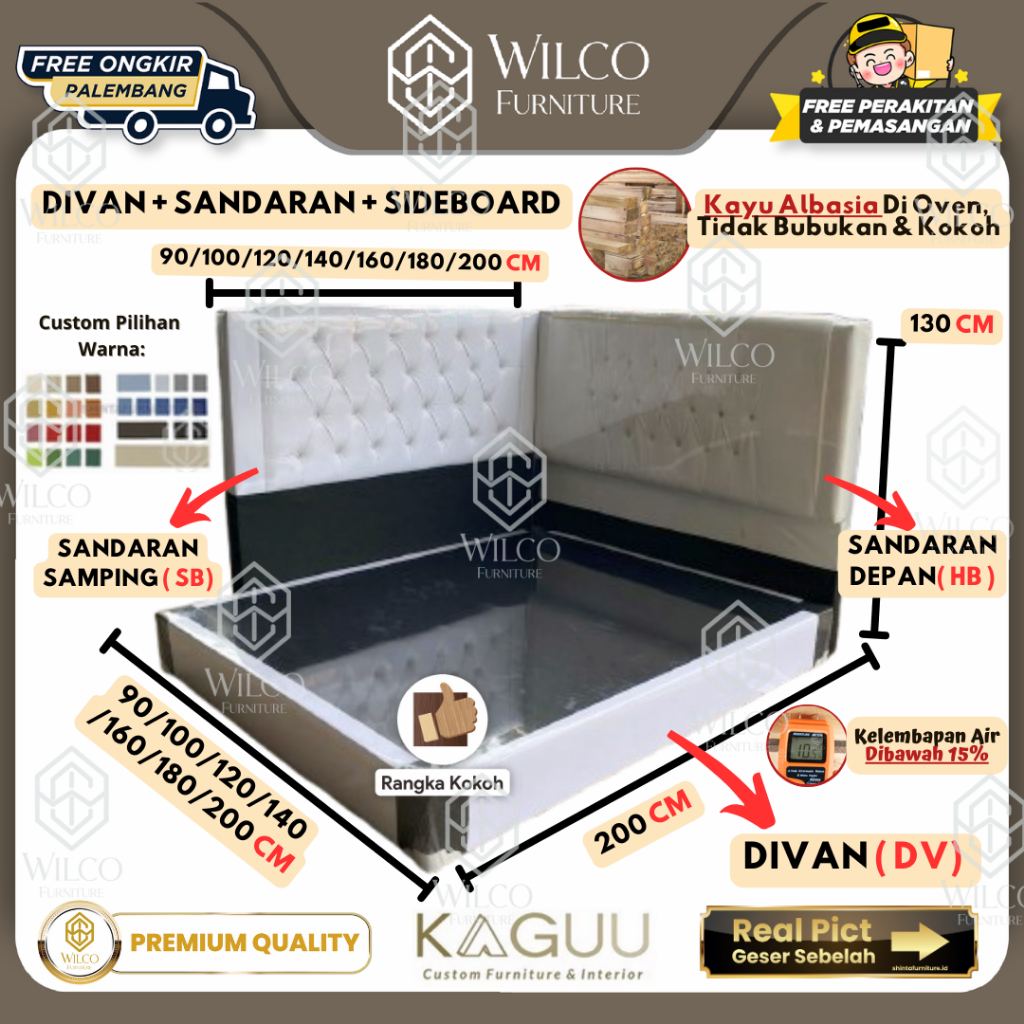 Divan Sandaran Sideboard DISADE | Custom Sandaran Samping Kasur Matras | Sandaran Tempat Tidur |  Si