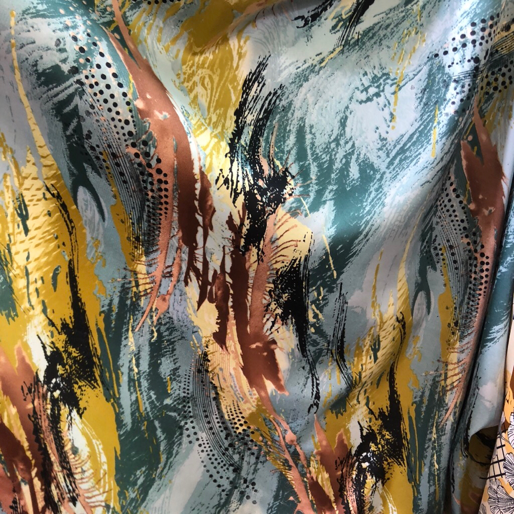 kain armany silk motif abstrak - kain silk motif impor - kain silk motif branded ant