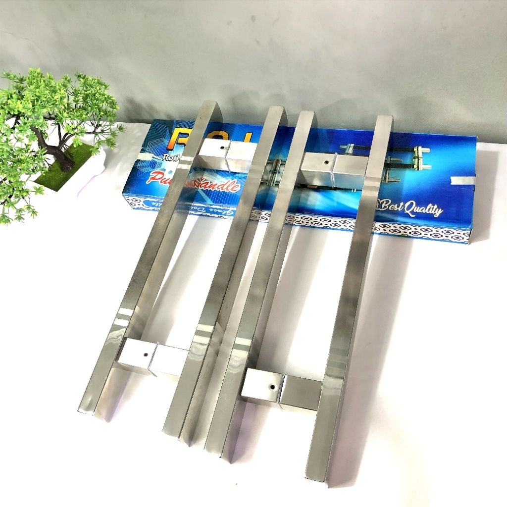 Handle Gagang Tarikan Pintu Motif Kotak 20/40 Grafir Stainless Steel Anti Karat Tipe Baut Tembus Kua