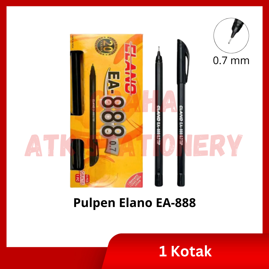 

[1 Kotak] Pulpen Elano Esco EA-888 (Bonus 1 Pcs) / Ball Pen / Pena 0.7mm Elano Esco EA-888