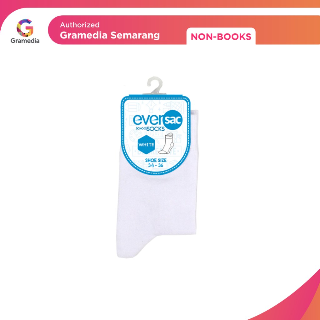 Gramedia - Eversac School Socks 34-36 White (Eversac)