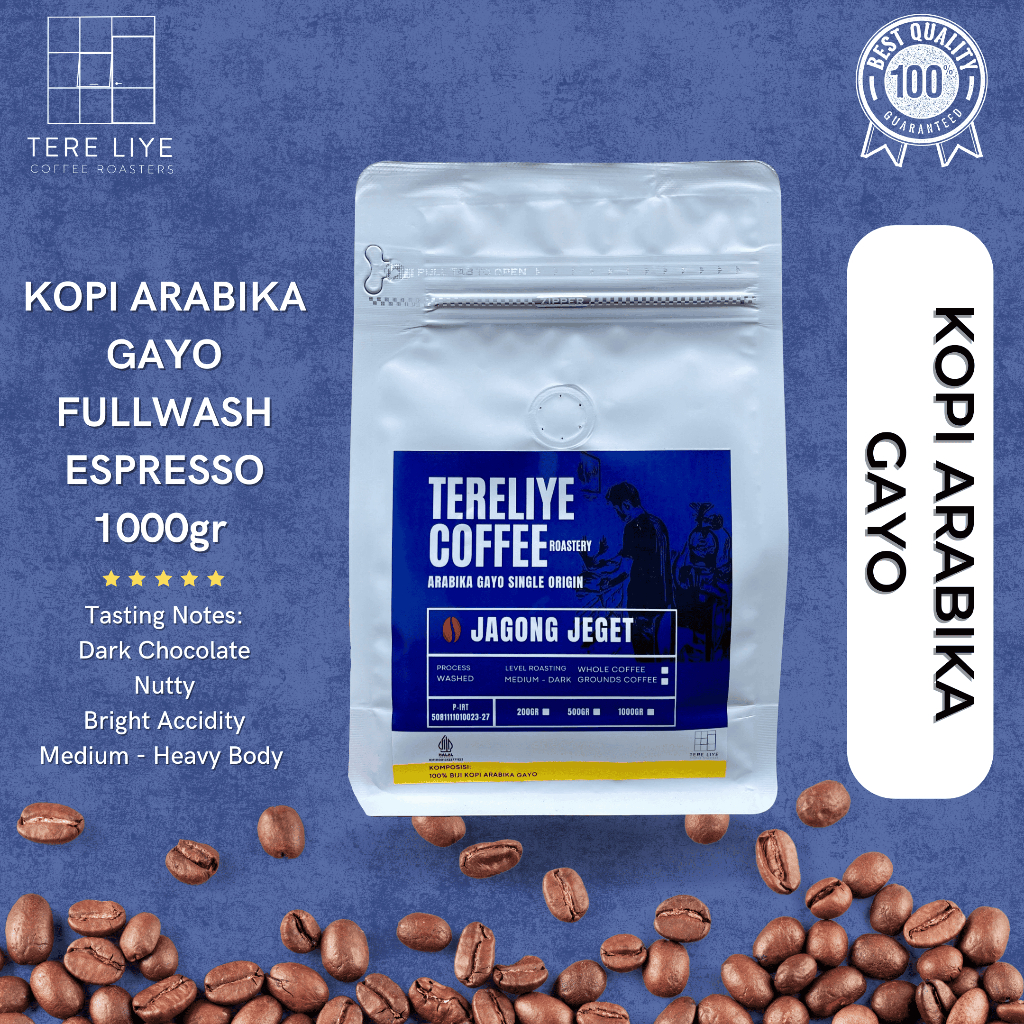 

Kopi Arabika Gayo 100% Full Arabika Espresso & Tubruk Roasted Beans Biji Bubuk 1000gr Coffee