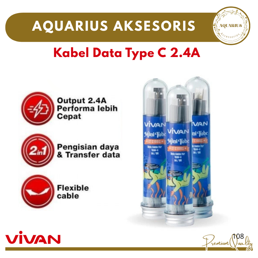 [VIVAN] Kabel Data VIVAN CTC100S TYPE C 2.4A Fast Charging | Kabel Data Type C Fast Charging
